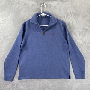 Polo Ralph Lauren Sweater mens Medium 1/4 Zip Pullover Pony Logo Cotton Blue Y2K